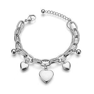 Heart Charm Bracelet Stainless Steel Love for Women Romantic Gift